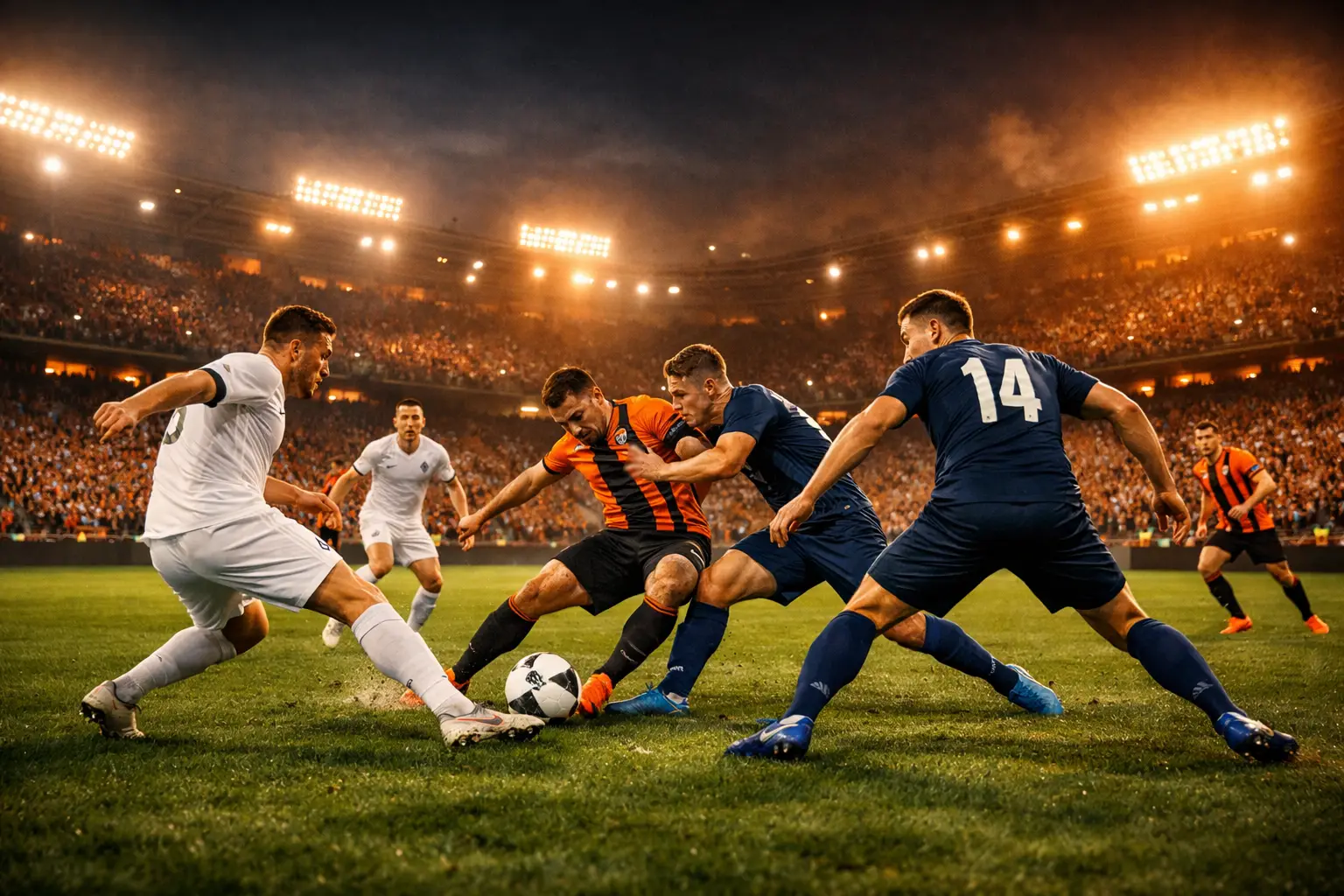 Partita di Europa League in corso con pubblico