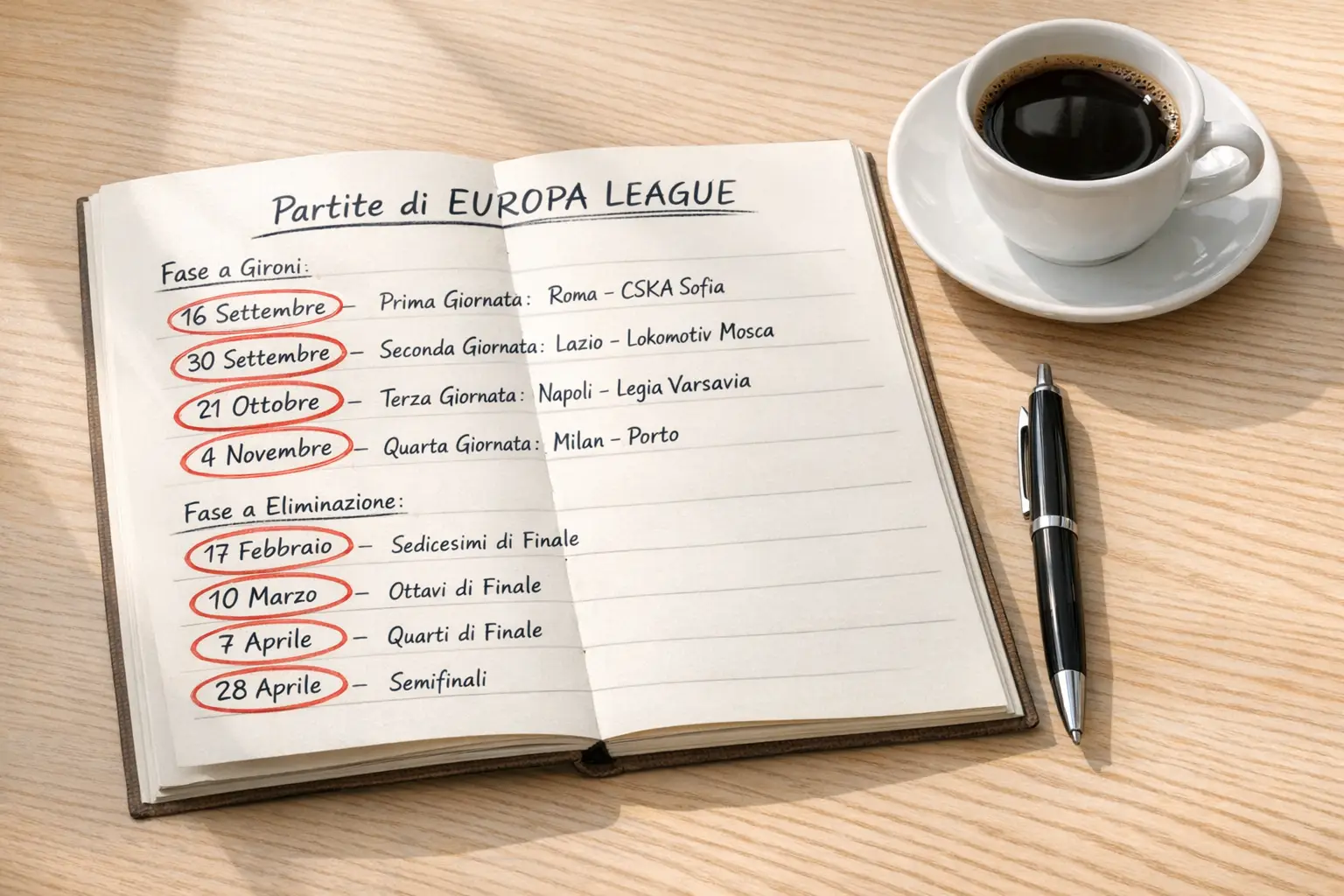 Calendario partite Europa League su agenda