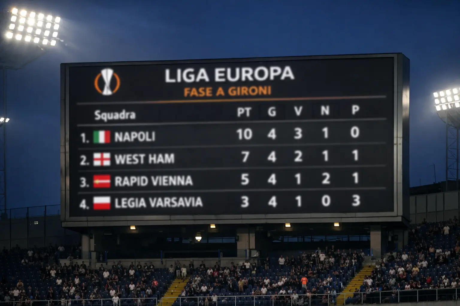 Classifica della fase campionato Europa League