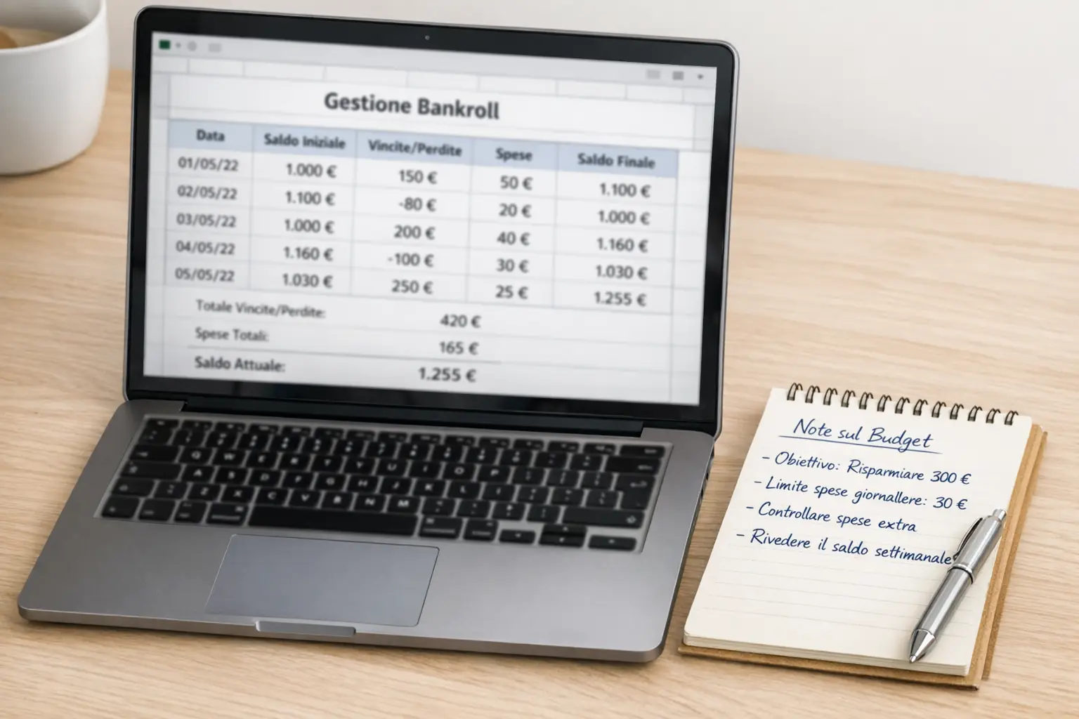 Pianificazione del bankroll con foglio di calcolo